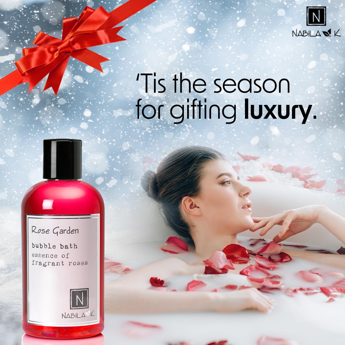 Rose Garden Bubble Bath by Nabila K - Essential Oils with Natural Ingredients for Sensitive Skin, Tear-Free, Gentle, Moisturizing - Luxury for Women Beauty & Personal Care Nabila K