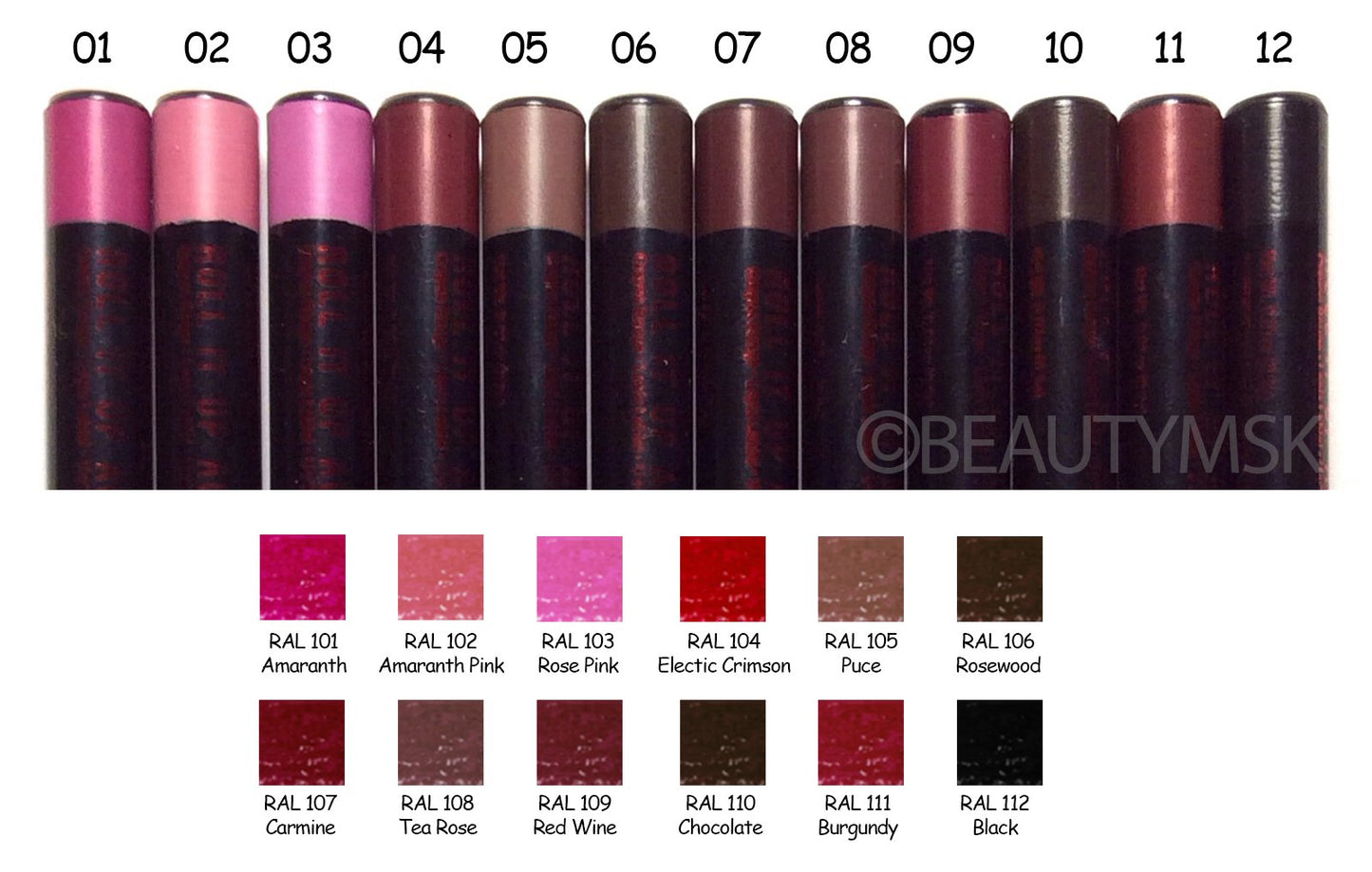 J.cat Beauty Roll It up Auto Lip Pencil Liner All 12 Colors Beauty & Personal Care J.CAT BEAUTY