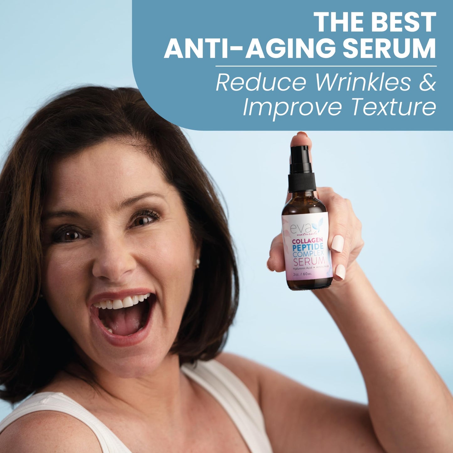Collagen Serum for Face by Eva Naturals - Anti Aging Multi Peptide Face Serum with Hyaluronic Acid - Firming Hydrating Wrinkle Reducer Peptide Serum Beauty & Personal Care Eva Naturals