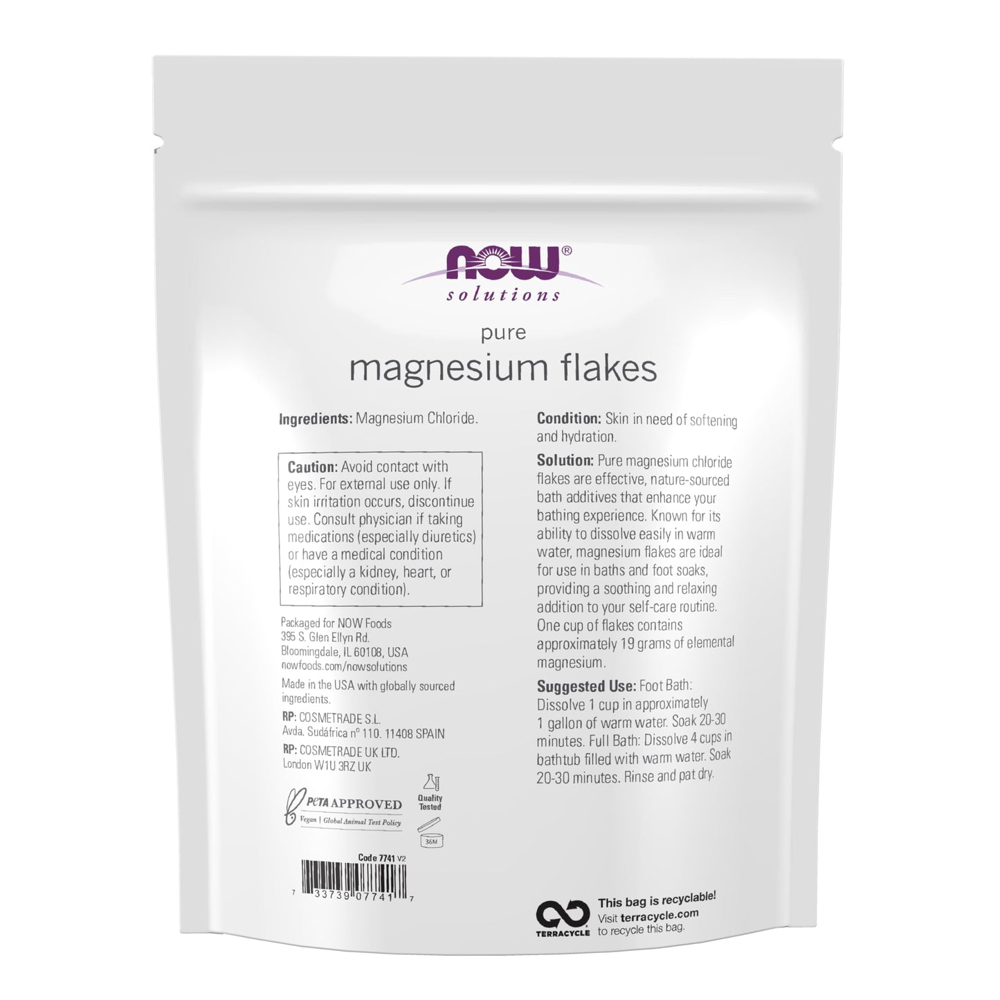 Now Solutions, Magnesium Flakes, Pure, from the Ancient Seabed, Highly Concentrated, 26.5-Ounce Beauty and Personal Care NOW Foods