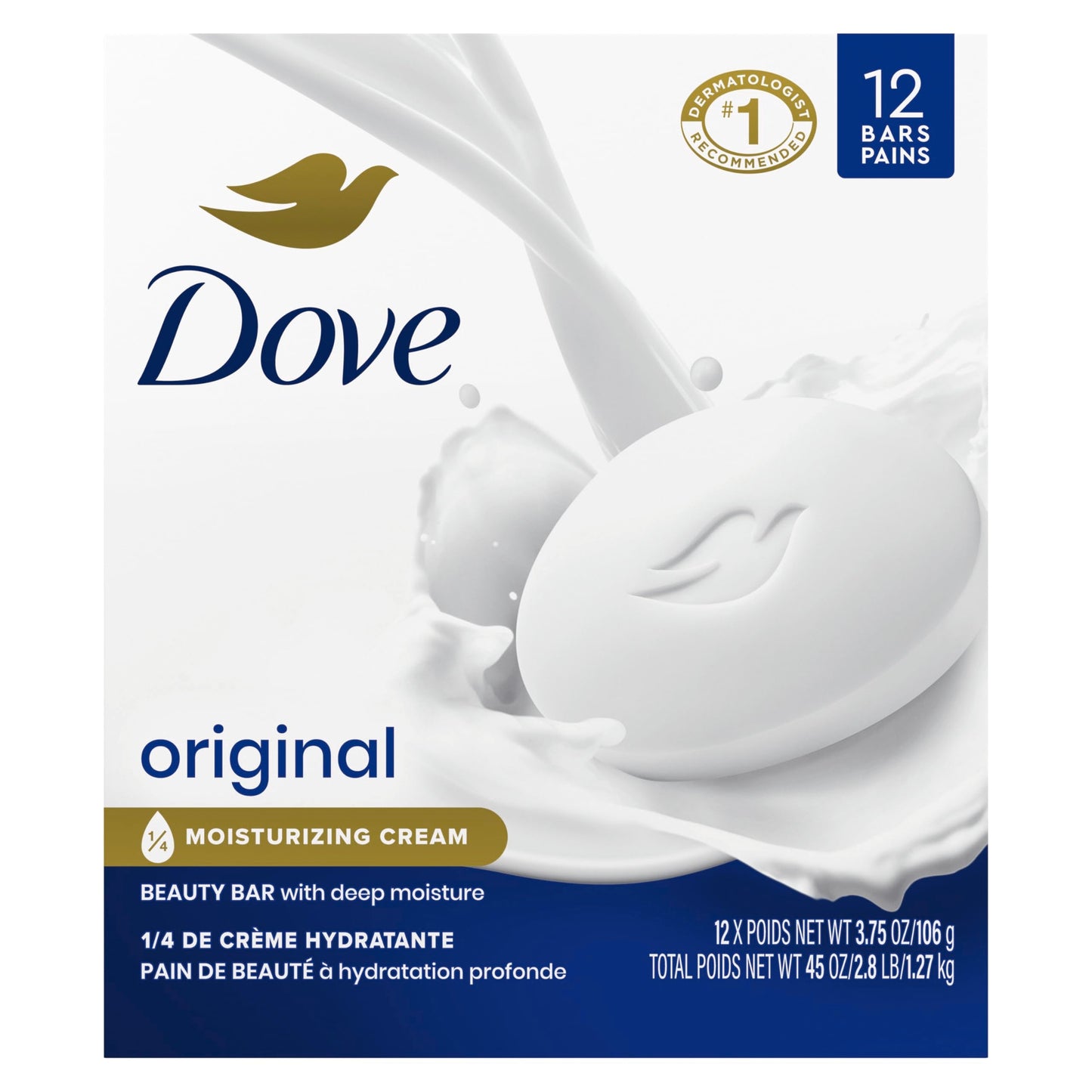Dove Beauty Bar Soap 12 Bars Original, for Soft, Smooth Skin, with 1/4 Moisturizing Cream 3.75 oz Beauty & Personal Care Dove