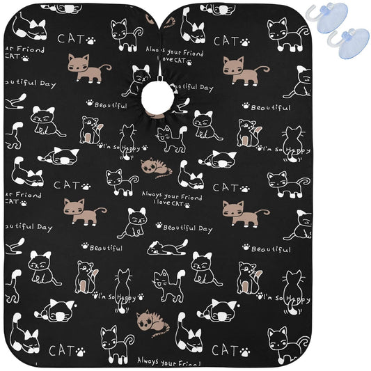 visesunny Barber Cape Funny Cat Footprint Cartoon Animal Polyester Hair Cutting Salon Cape Apron Anti-Static Haircut Water-Resistant Shaving Cloth Beauty and Personal Care visesunny