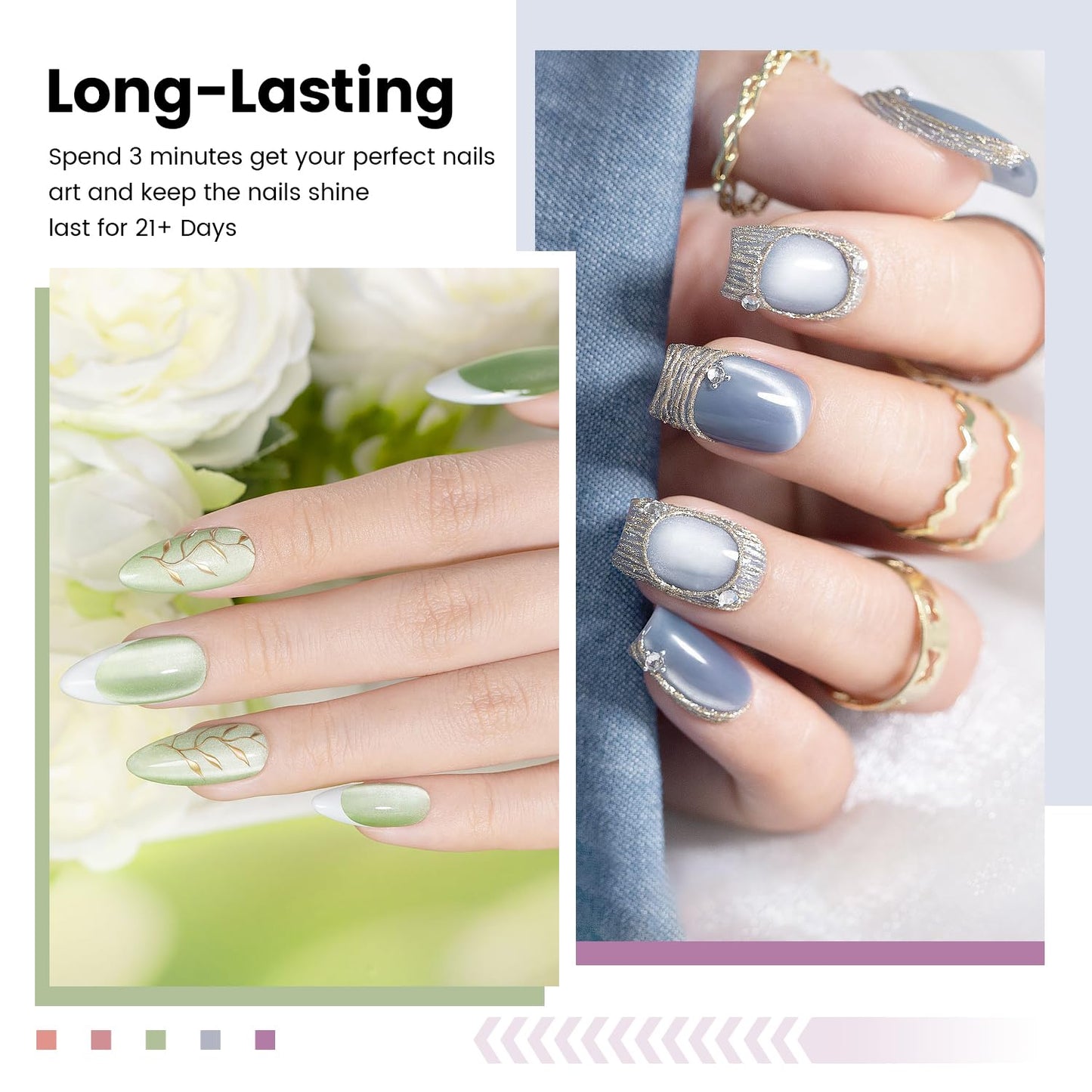 RARJSM Moonlight Cat Eye Gel Nail Polish Set 6 Pcs Smoothie Ceramic Glitter Shimmer Grape Purple Silver White Blue Green Pink Velvet Mirror Cateye Gel Beauty and Personal Care RARJSM