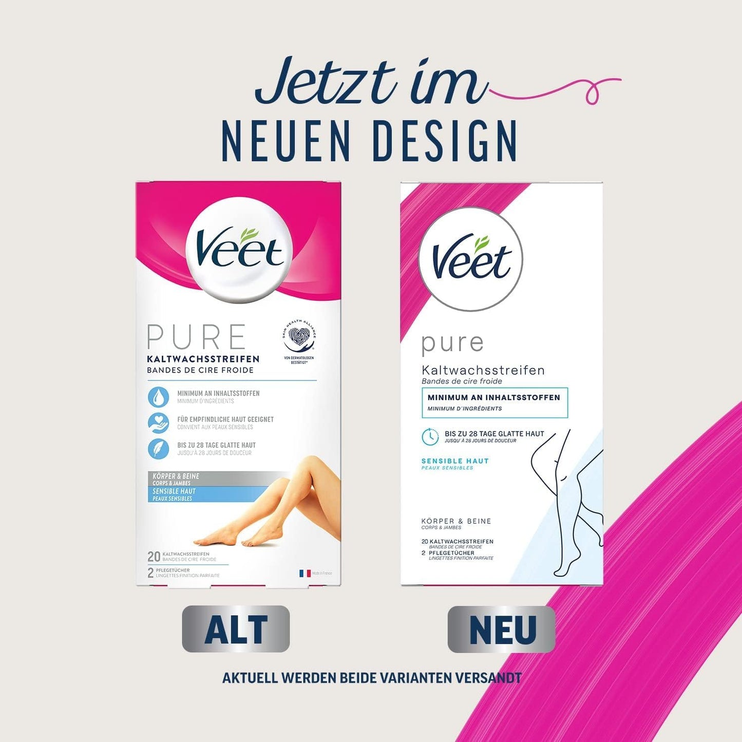 Veet Ready to Use Wax Strips Full Body Waxing Kit for Sensitive Skin, 20 Wax Strips Beauty and Personal Care Veet