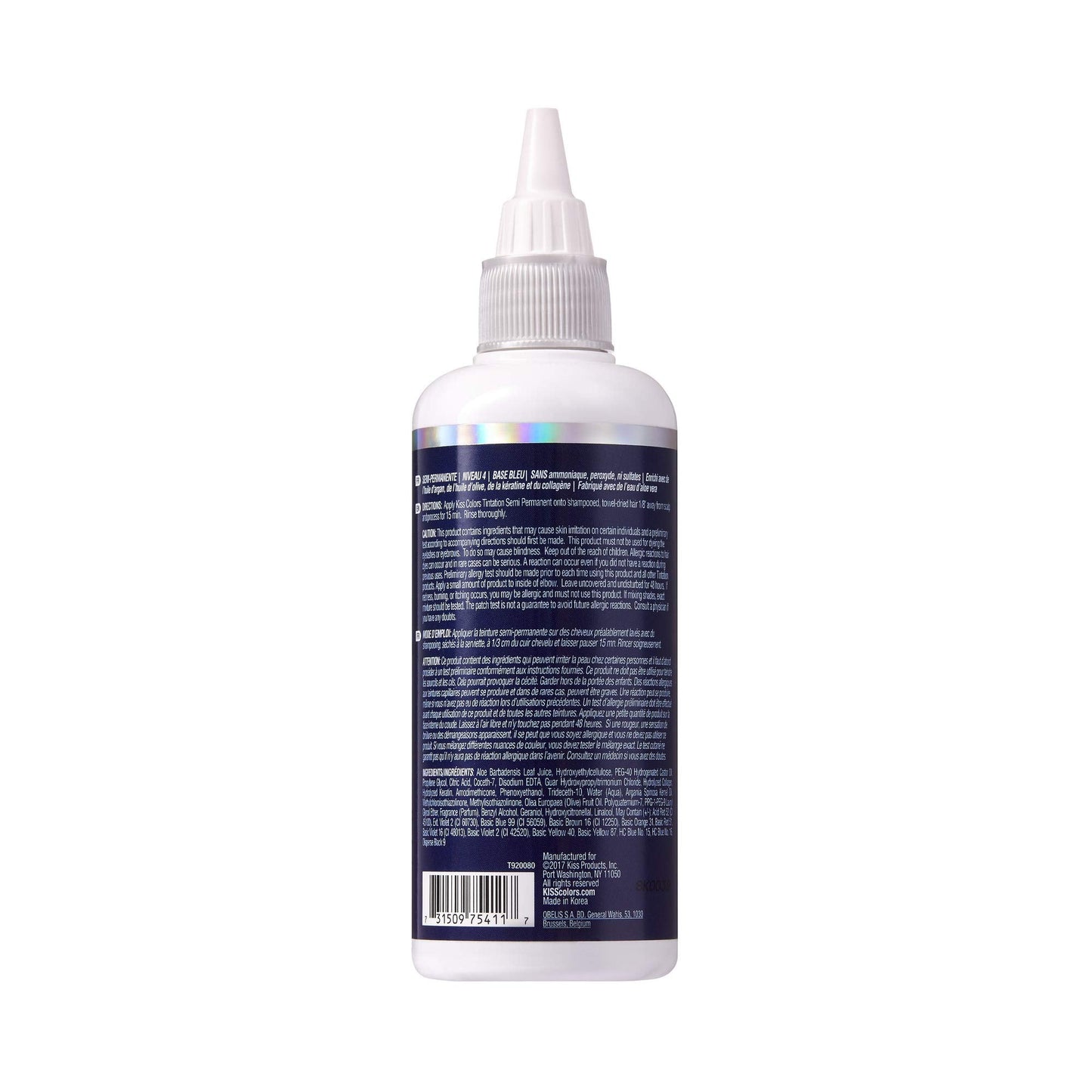 Red by Kiss Tintation Semi-Permanent Hair Color, Aloe Vera Water Based, Argan Oil, Olive Oil, Collagen & Keratin, Long-Lasting Color Dye (Blue Black Beauty & Personal Care Red By Kiss