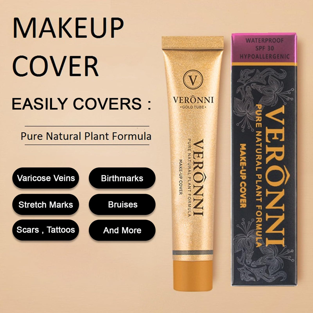 VERONNI Makeup Cover Concealer Makeup Cover Up Waterproof Foundation Amazing Scar Make Up Concealer SPF 30 1.1OZ/30g (209) Beauty & Personal Care VERONNI