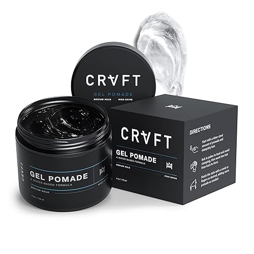 CRVFT Gel Pomade 4oz | High Shine/Medium Hold | Water Based/Water Soluble | Ideal For Short/Medium Thin/Thick Hair | For A Clean Cut Look | Men’s Beauty & Personal Care Hair Craft Co.