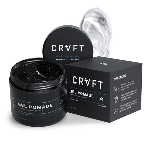 CRVFT Gel Pomade 4oz | High Shine/Medium Hold | Water Based/Water Soluble | Ideal For Short/Medium Thin/Thick Hair | For A Clean Cut Look | Men’s Beauty & Personal Care Hair Craft Co.