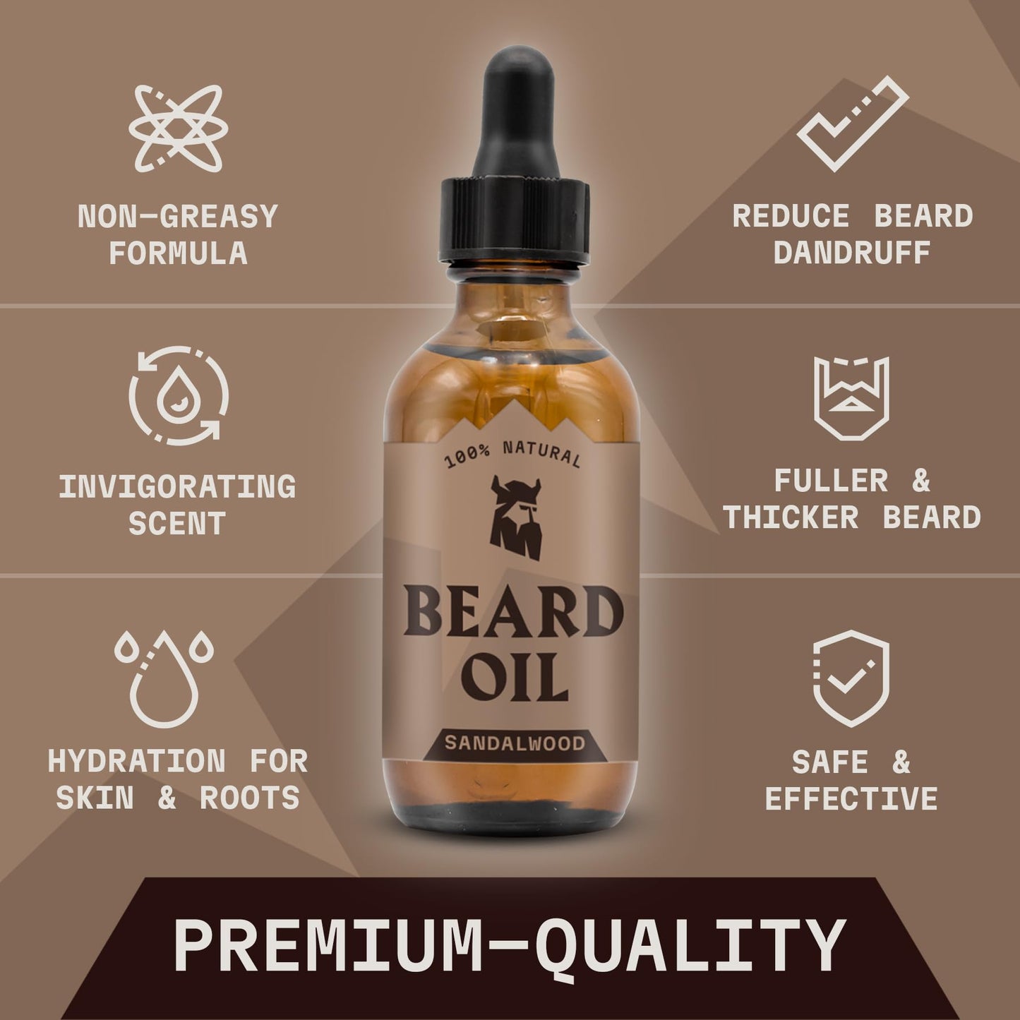 Striking Viking Sandalwood Beard Oil for Men - 2 Fl Oz, Sandalwood Scent - Natural Hydrating & Softening Beard Care with Argan, Jojoba, Almond & Tea Beauty & Personal Care Striking Viking