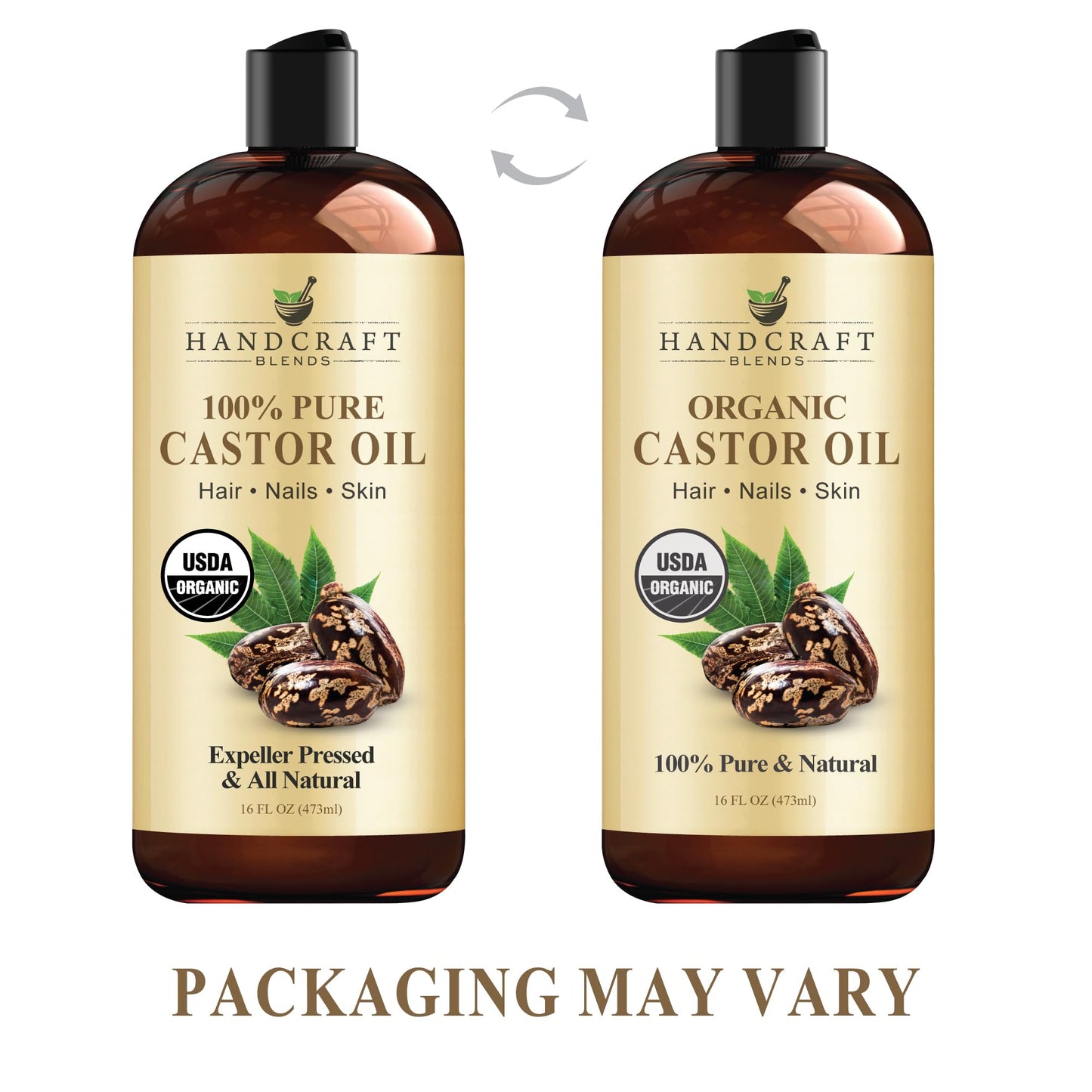 Handcraft Blends Organic Castor Oil – 100% Pure, Natural, Expeller-Pressed, Hexane-Free Carrier Oil for Hair, Lashes, Brows & Skin, 16oz Beauty & Personal Care Handcraft Blends
