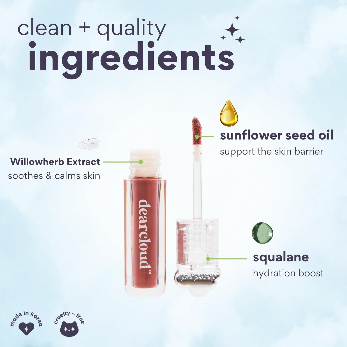 dearcloud Color Crush Lip Tint - Lip Gloss for Women - Tinted Lip Balm with Squalane - Sundae (0.13 oz) Beauty & Personal Care dearcloud