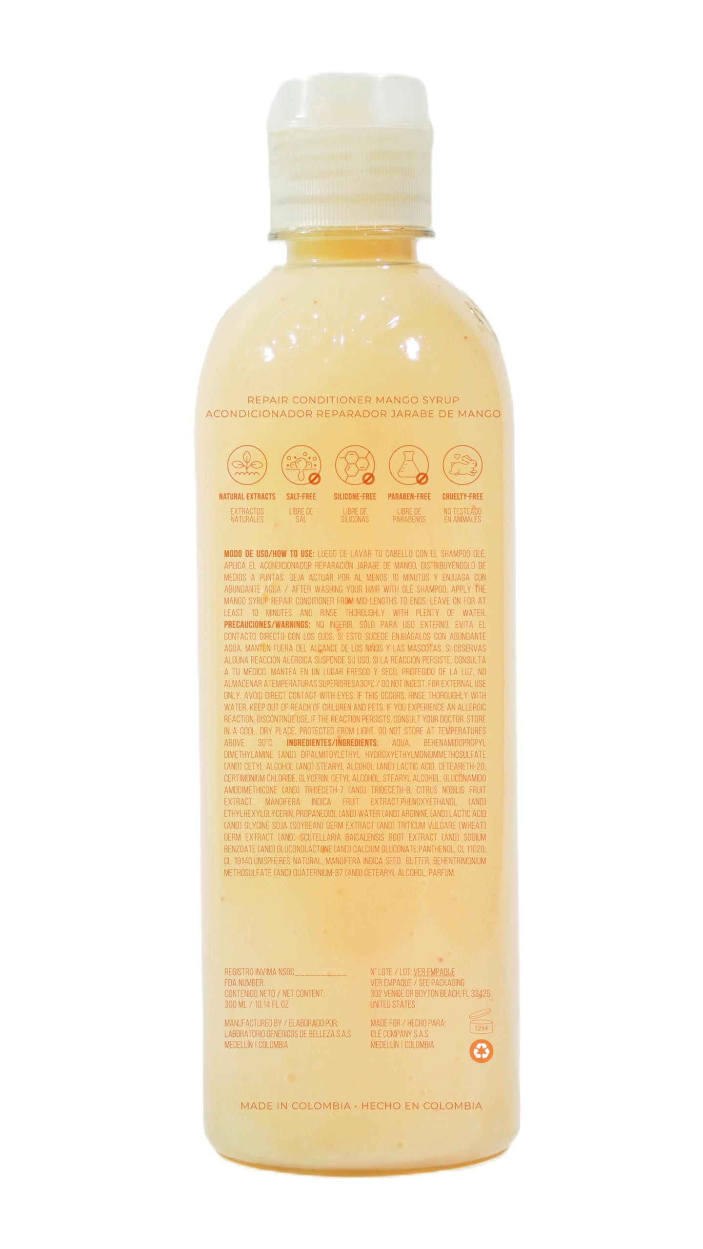 OLÉ Color-Protective Hair 5 Piece Pack - Fruit Mix Shampoo + Mango Butter & Tangerine Conditioner + Detangling Thermo protector + Anti-Frizz Beauty & Personal Care OLÉ