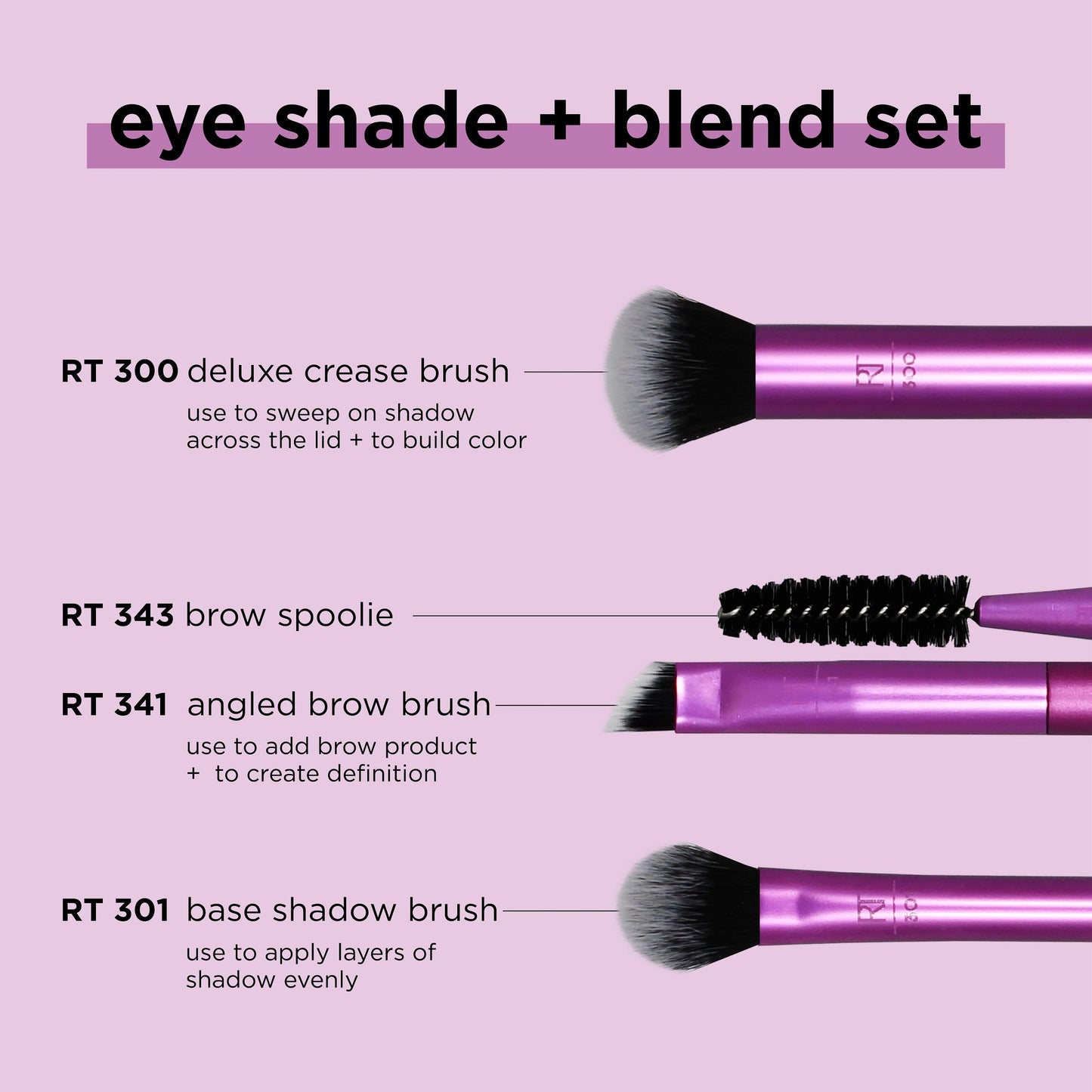 Real Techniques Eye Shade & Blend Makeup Brush Trio, For Eyeshadow & Liner, Makeup Tools for Shaping & Grooming Brows, Defined Makeup Look, Synthetic Beauty & Personal Care Real Techniques