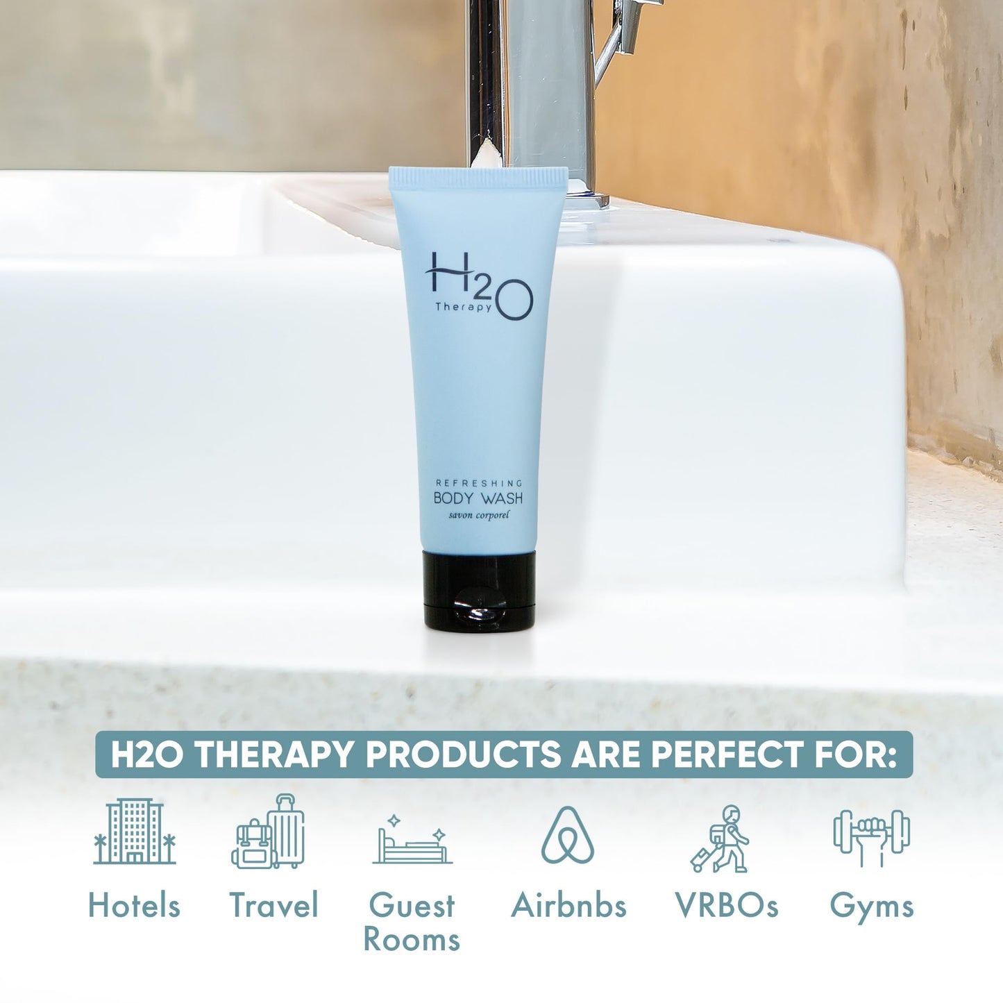 H2O Therapy Body Wash Soap, Travel Size Hotel Hospitality, 1 oz (Case of 300) Beauty & Personal Care H2O Therapy