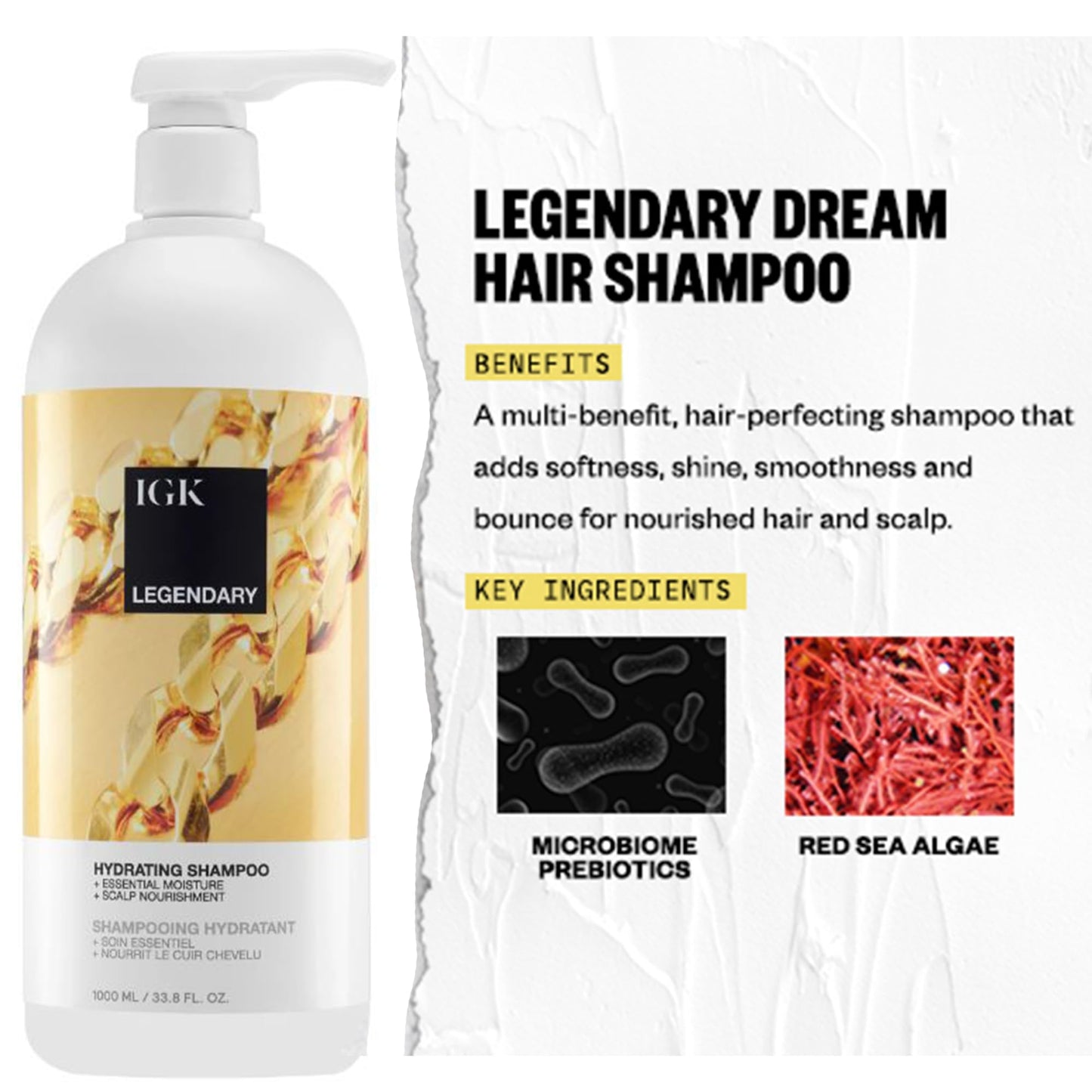 IGK LEGENDARY Dream Hair Shampoo & Conditioner Set | Hydration + Softness + Shine | Vegan + Cruelty-Free | 33.8 oz (Pack of 2) Beauty & Personal Care IGK