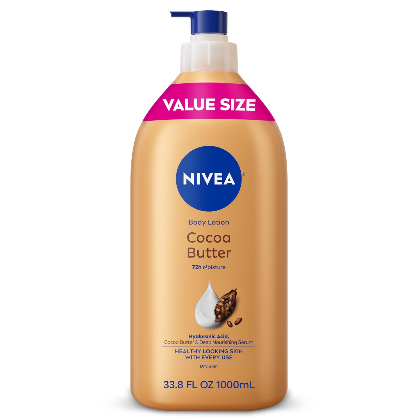 NIVEA Cocoa Butter Body Lotion for Dry Skin with Hyaluronic Acid, 33.8 Oz Beauty and Personal Care NIVEA