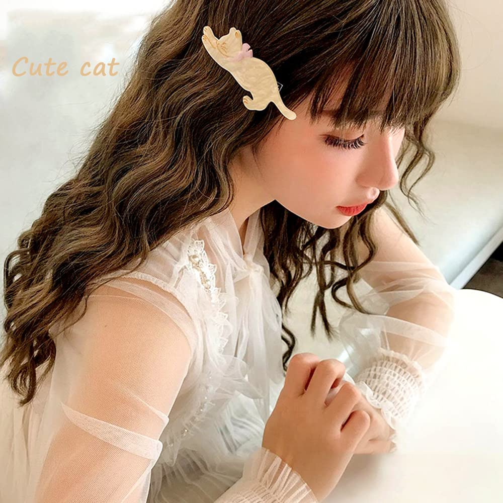 Yusier 4 Pack Acrylic Duckbill Clip Cute Cat Hair Clips for Women and Girls Bangs Clip Shark Clip Starry Sky Pattern Hair Clips Hair Decoration Beauty & Personal Care Yusier