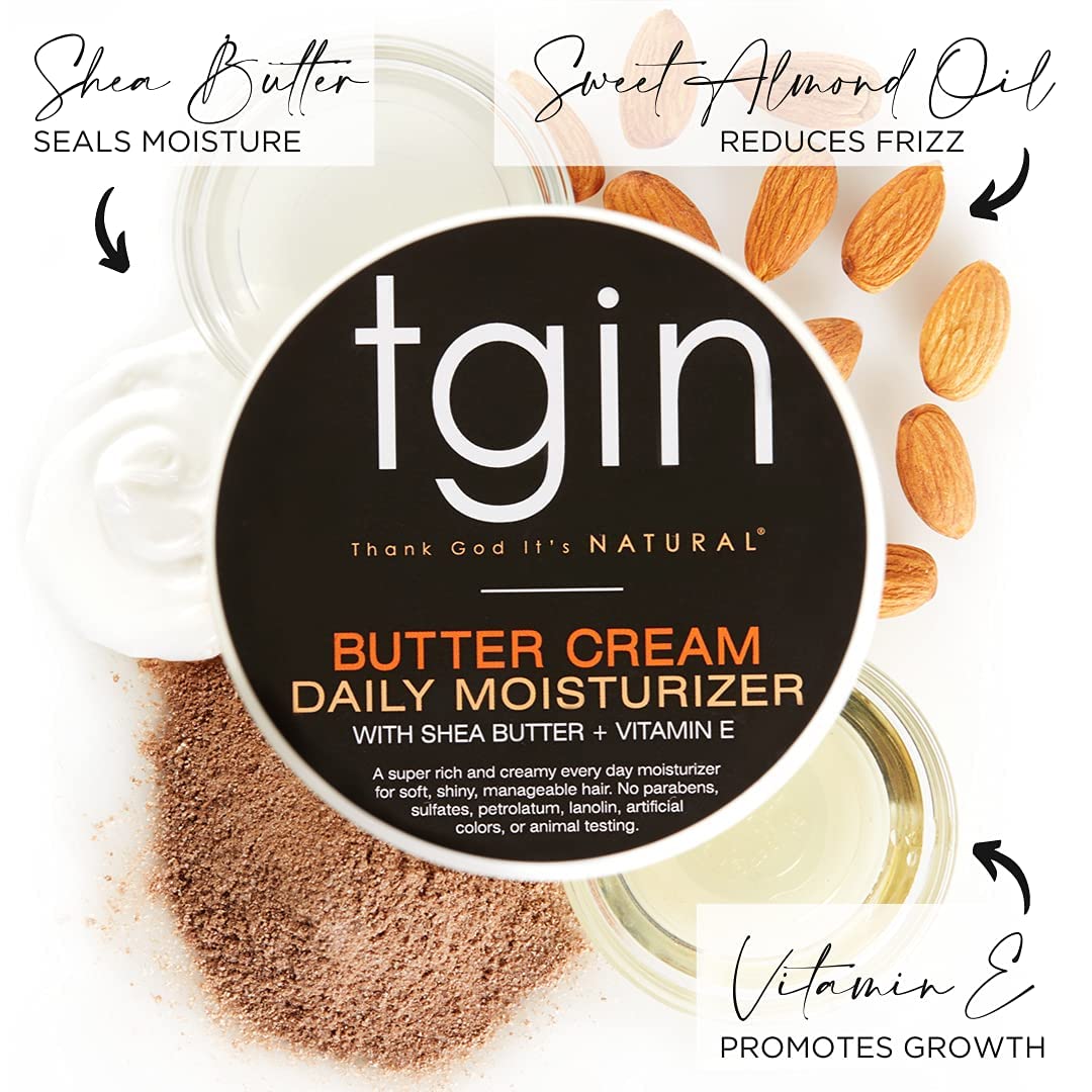 tgin Butter Cream Daily Moisturizer - Curly Hair Products With Deep Hydration for Soft, Defined Curls - Hair Products for Twist Out Styling, Frizz Beauty & Personal Care Thank God It's Natural