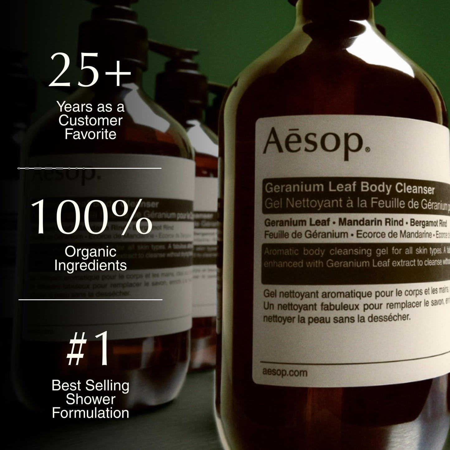 Aesop Geranium Leaf Body Cleanser | Gentle Shower Gel with Geranium, Mandarin and Bergamot Essential Oil Blend to Refresh & Balance Skin | 500 mL Beauty & Personal Care Aesop