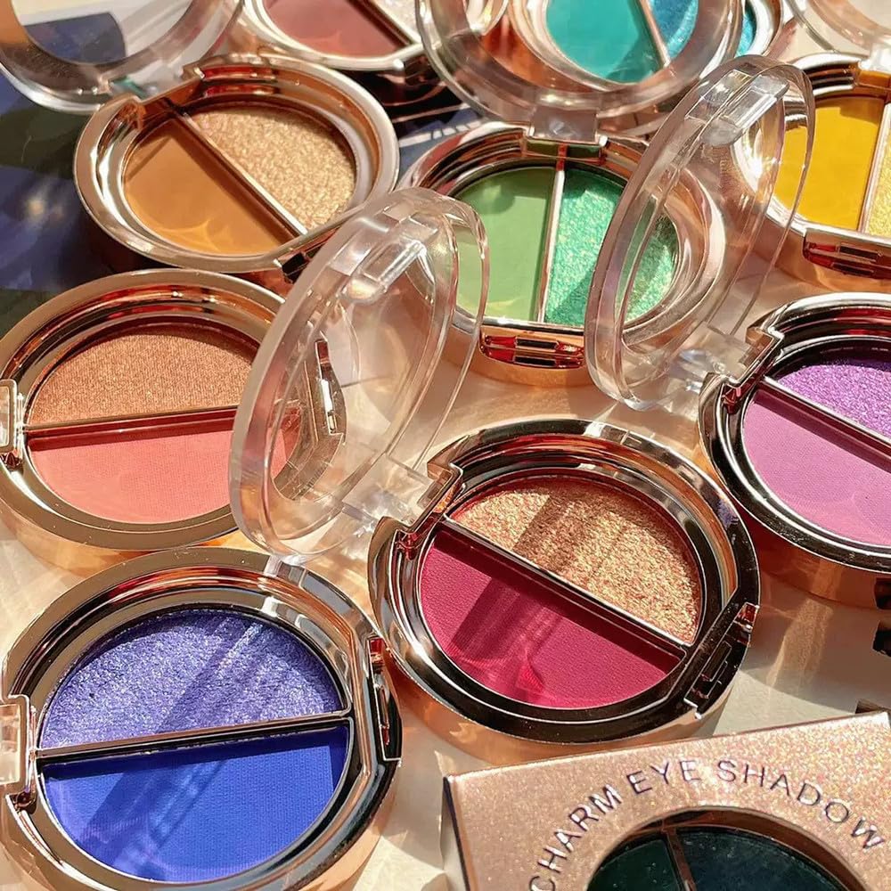 Timipoo Double color eye shadow, high pigment eye makeup palette, matte shimmer metal eye shadow powder, waterproof and durable color eye makeup Beauty & Personal Care Timipoo