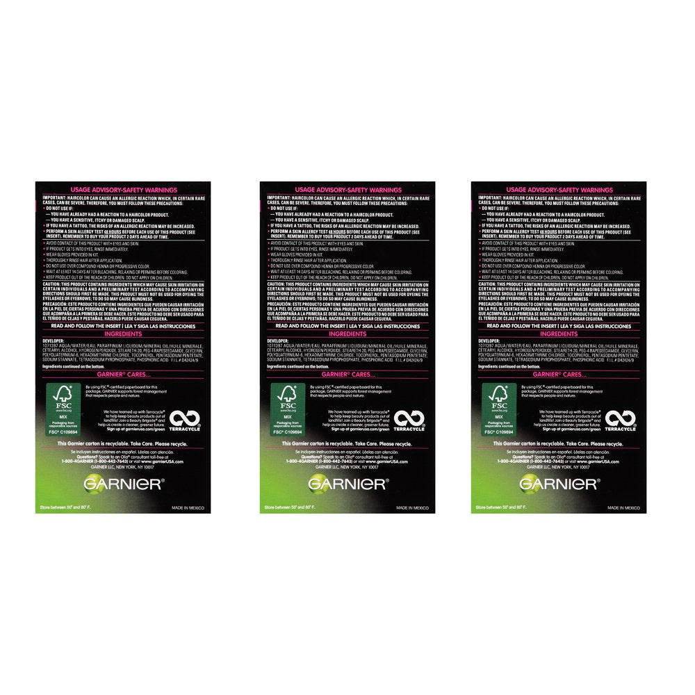 Garnier Olia Ammonia-Free Brilliant Color Oil-Rich Permanent Hair Color, 2.0 Soft Black (Pack of 3) Black Hair Dye (Packaging May Vary) Beauty & Personal Care Garnier