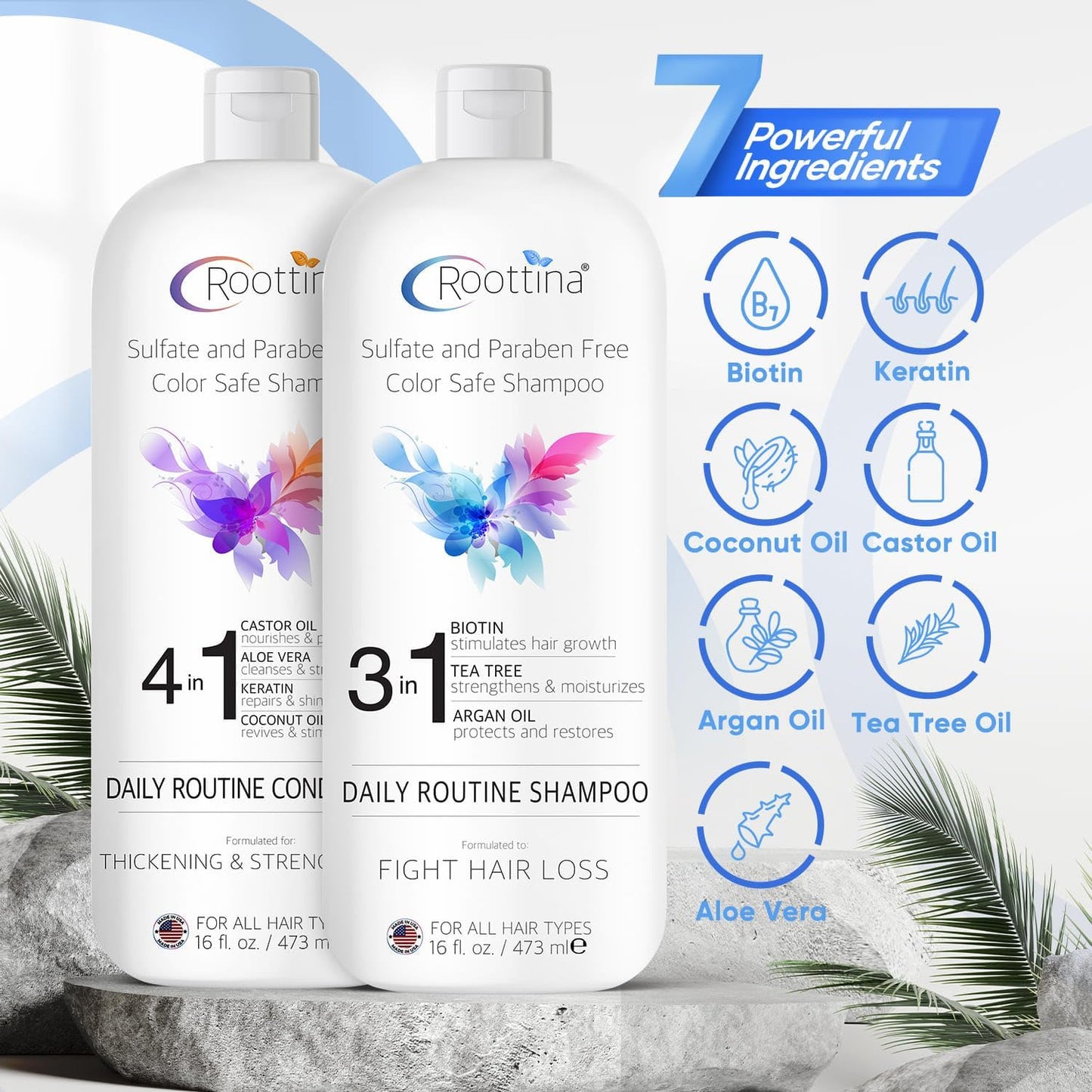 Hair Thickening Shampoo and Conditioner Set for Thinning Hair and Hair Loss Concerns - Volumizing Formula With Biotin & DHT Blockers, Sulfate-Free Beauty & Personal Care Roottina