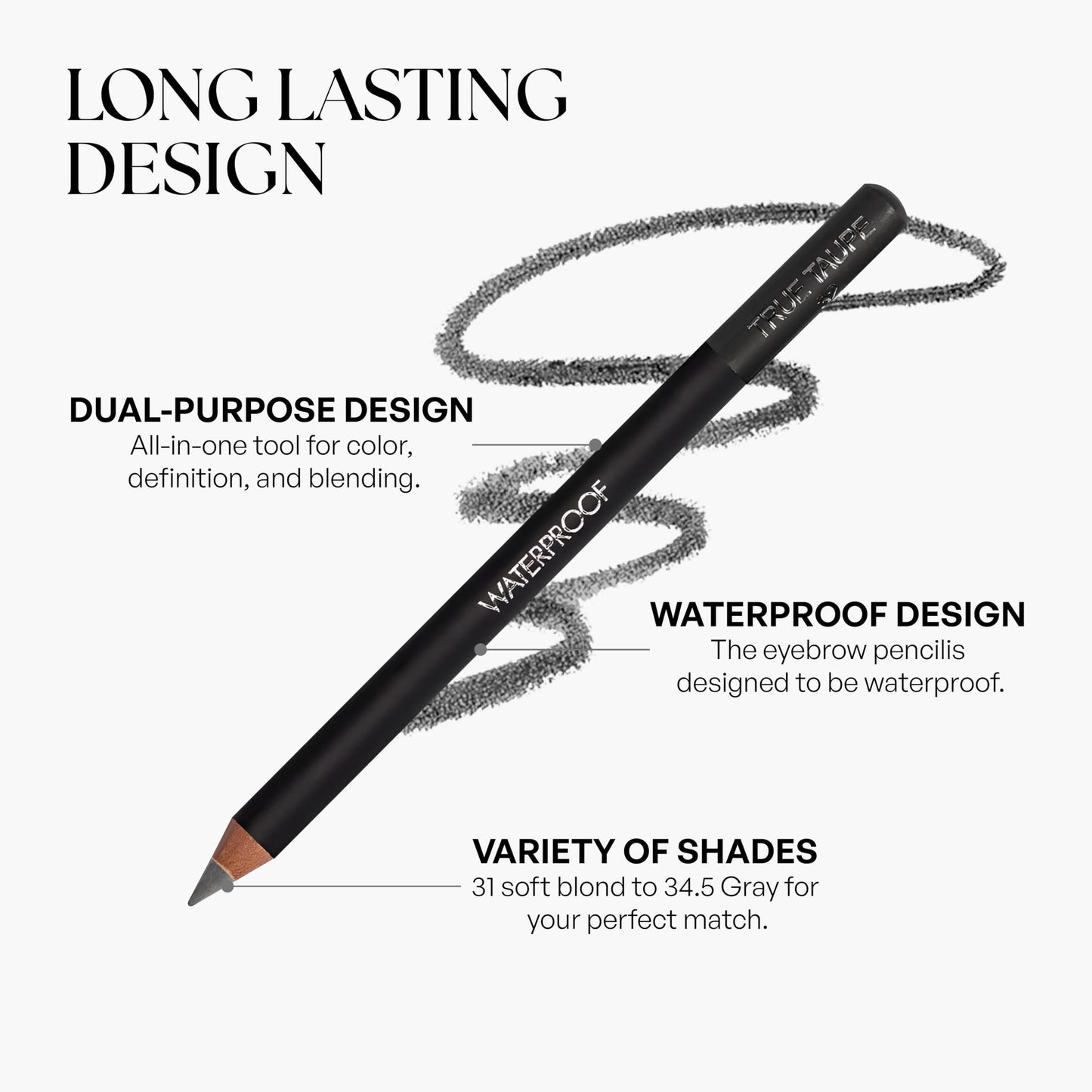 Sorme Natural Definitive Waterproof Eyebrow Pencil 0.04 oz | Smudgeproof Soft Gray Eye Brow Pencil | Dual Purpose Brow Pencil and Brush Combo | High Beauty & Personal Care SORMÉ