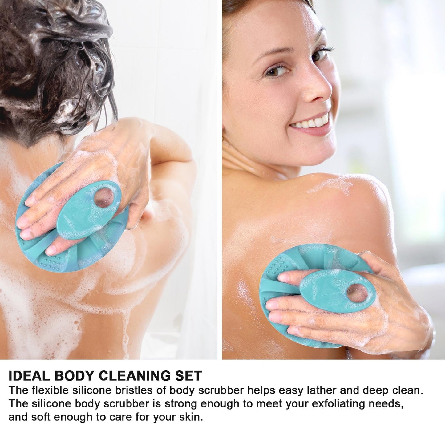 Soft Silicone Body Cleansing Brush Shower Scrubber, Gentle Exfoliating and Massage for All Kinds of Skin (Pink+Dark Green) Beauty and Personal Care INNERNEED
