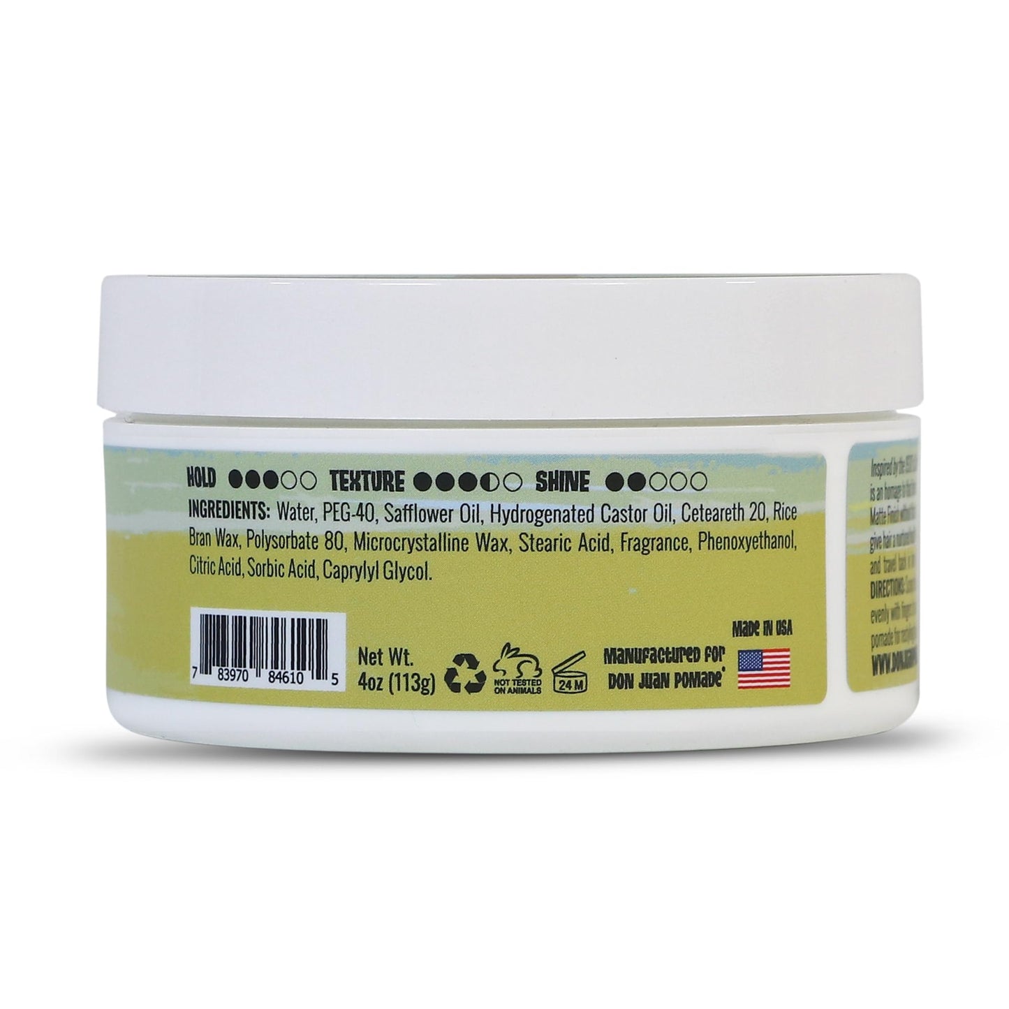 Don Juan Tiki Matte Pomade | Water Based | High Hold | Matte Finish | Natural Plant Extracts and Ocean Minerals | Mai Tai Tropical Scent, 4 oz Beauty & Personal Care Don Juan