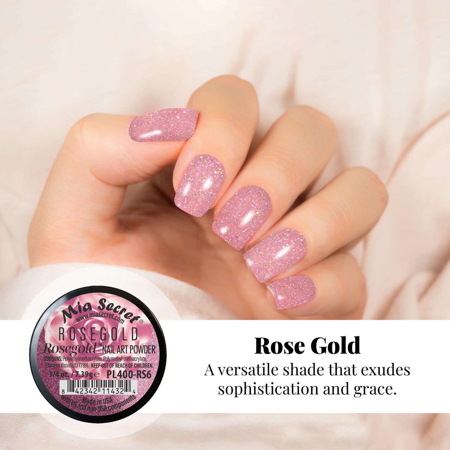 Mia Secret Colored Acrylic Nail Art Powder Collection - Rosegold, 6PC Beauty & Personal Care Mia Secret