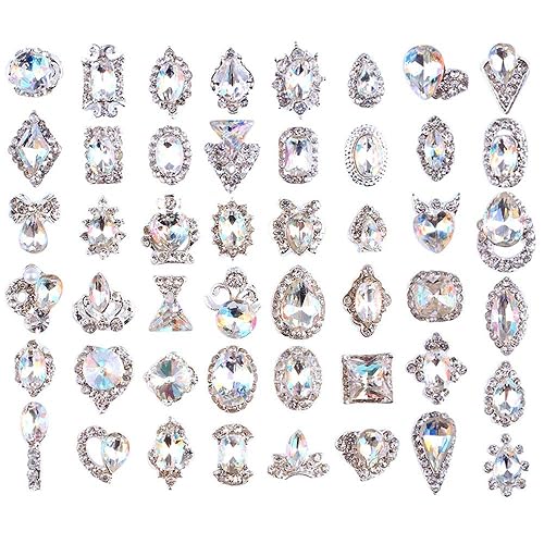 48PCS 3D Luxury Nail Art Rhinestones Nail Diamonds Glass Crystal AB Metal Gems Jewels Stones for DIY Nail Art Work Design Decoration Craft Jewelry Beauty & Personal Care PARAOR