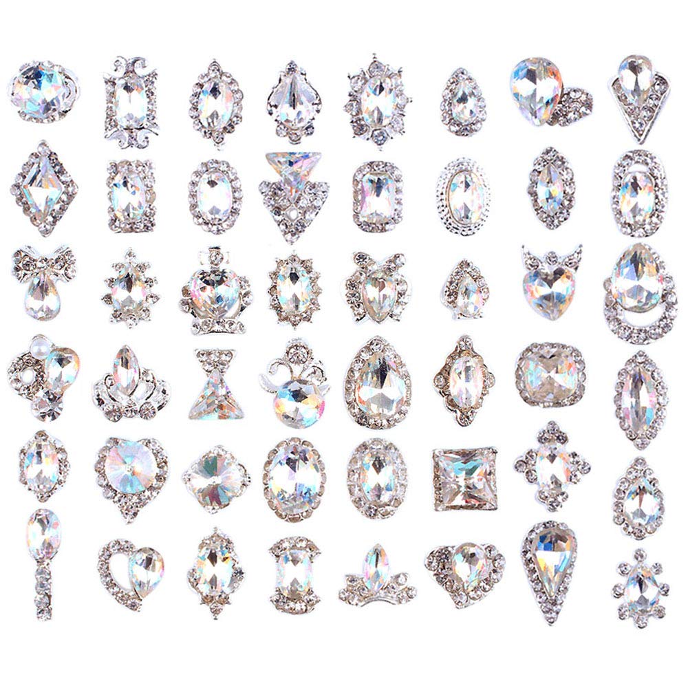 48PCS 3D Luxury Nail Art Rhinestones Nail Diamonds Glass Crystal AB Metal Gems Jewels Stones for DIY Nail Art Work Design Decoration Craft Jewelry Beauty & Personal Care PARAOR