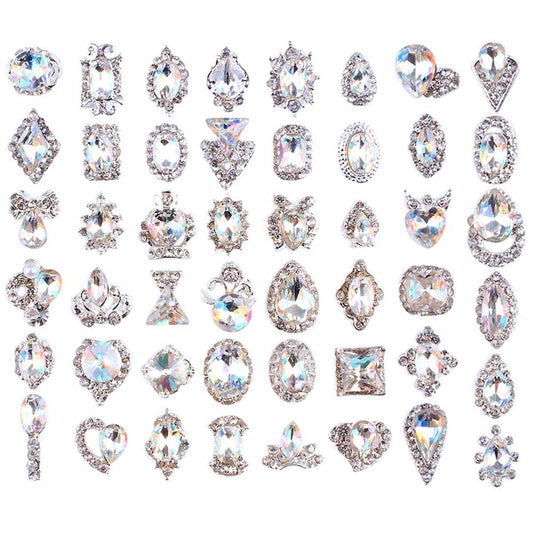 48PCS 3D Luxury Nail Art Rhinestones Nail Diamonds Glass Crystal AB Metal Gems Jewels Stones for DIY Nail Art Work Design Decoration Craft Jewelry Beauty & Personal Care PARAOR