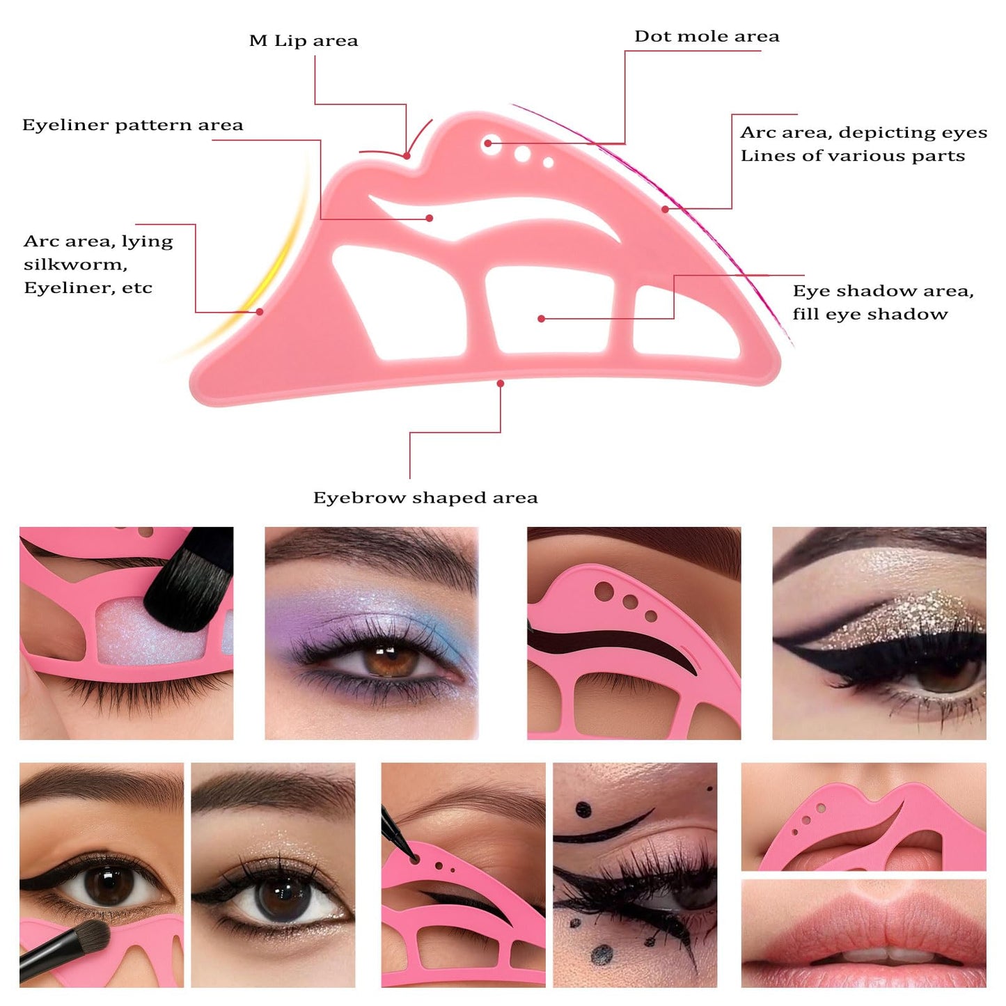 NFAMRZCAR 2PC Eyeshadow Stencil 5 in 1 Silicone Eyeshadow Tool,Reusable Eye Makeup Aid Stencils,Eye Makeup Aid, for Make Up Beginners&Women Beauty & Personal Care NFAMRZCAR