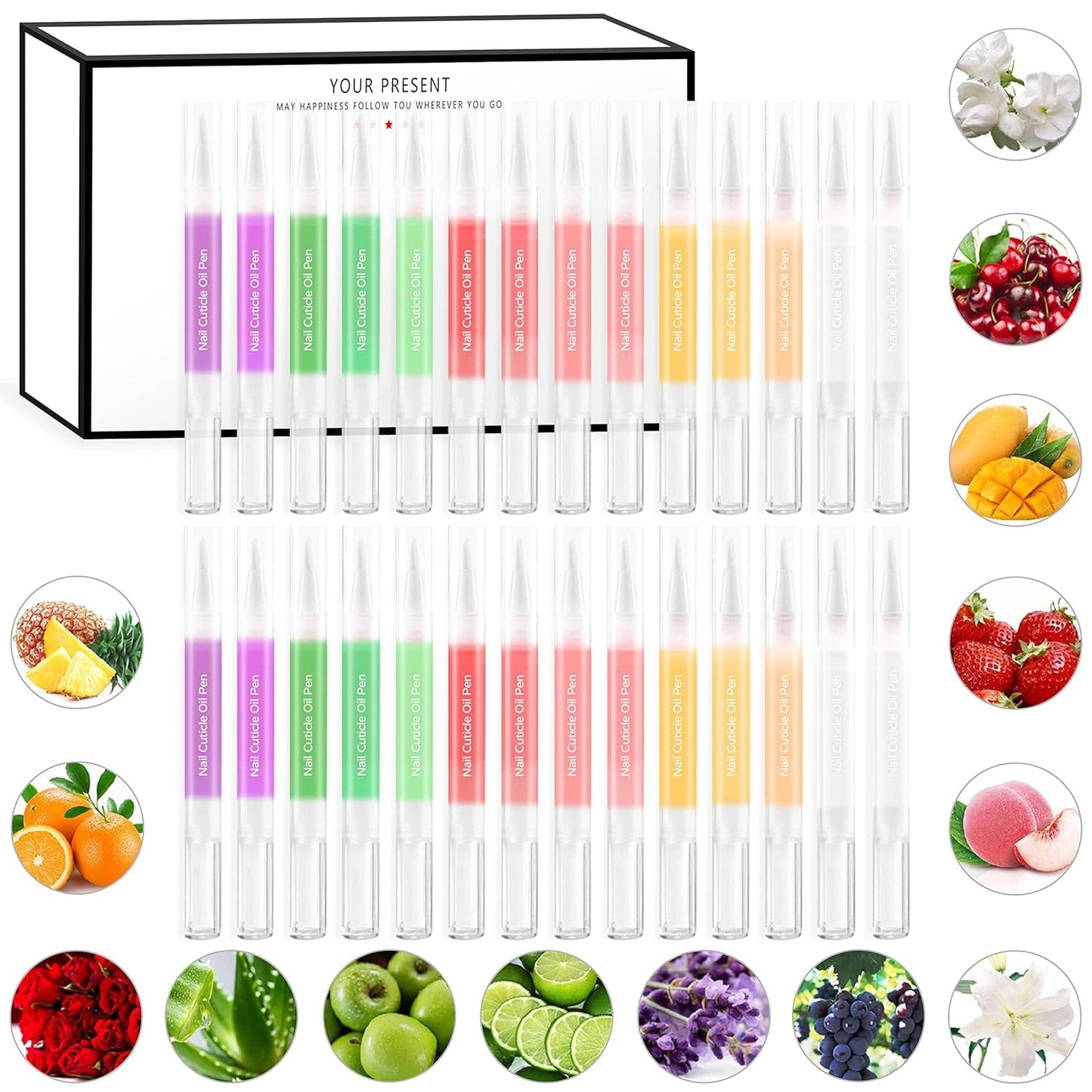 SULLMAR Nail Cuticle Oil Pen 28Pcs Nail Care Oil Pen Nail Nourishment Polish With Vitamins Moisturized Gel Repair For Gel Nails Care Beauty & Personal Care SULLMAR