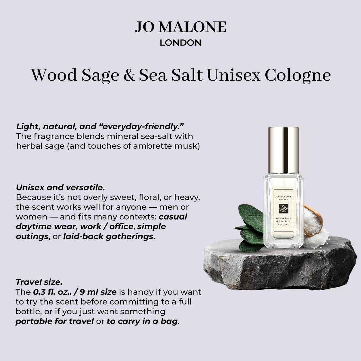 Jo Malone Wood Sage & Sea Salt Cologne Deluxe Sample, 0.3 fl.oz./ 9 ml Beauty & Personal Care Jo Malone