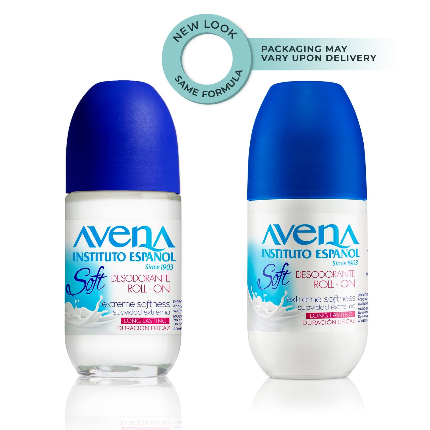 Avena Instituto Espanol Oatmeal Deodorant Roll-On Soft, Extreme Softness, Long-Lasting, Non-Alcohol, 3-Pack of 2.5 Fl Oz Each Beauty and Personal Care Avena Instituto Espanol