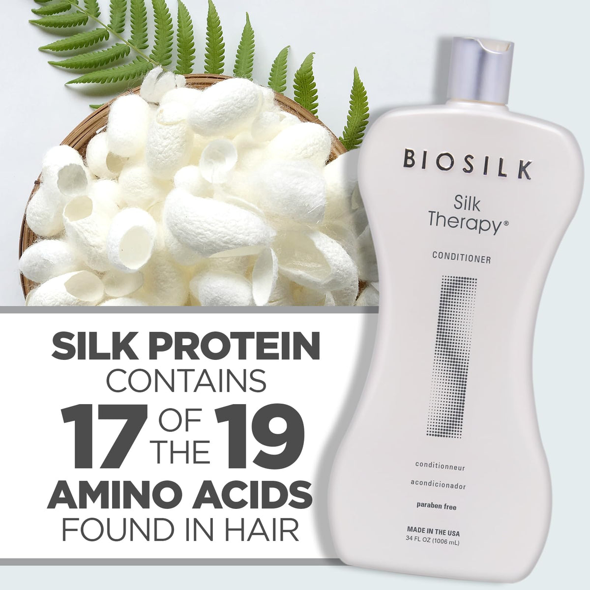 BioSilk Silk Therapy Conditioner, Moisturizes & Conditions Hair, 34 Oz