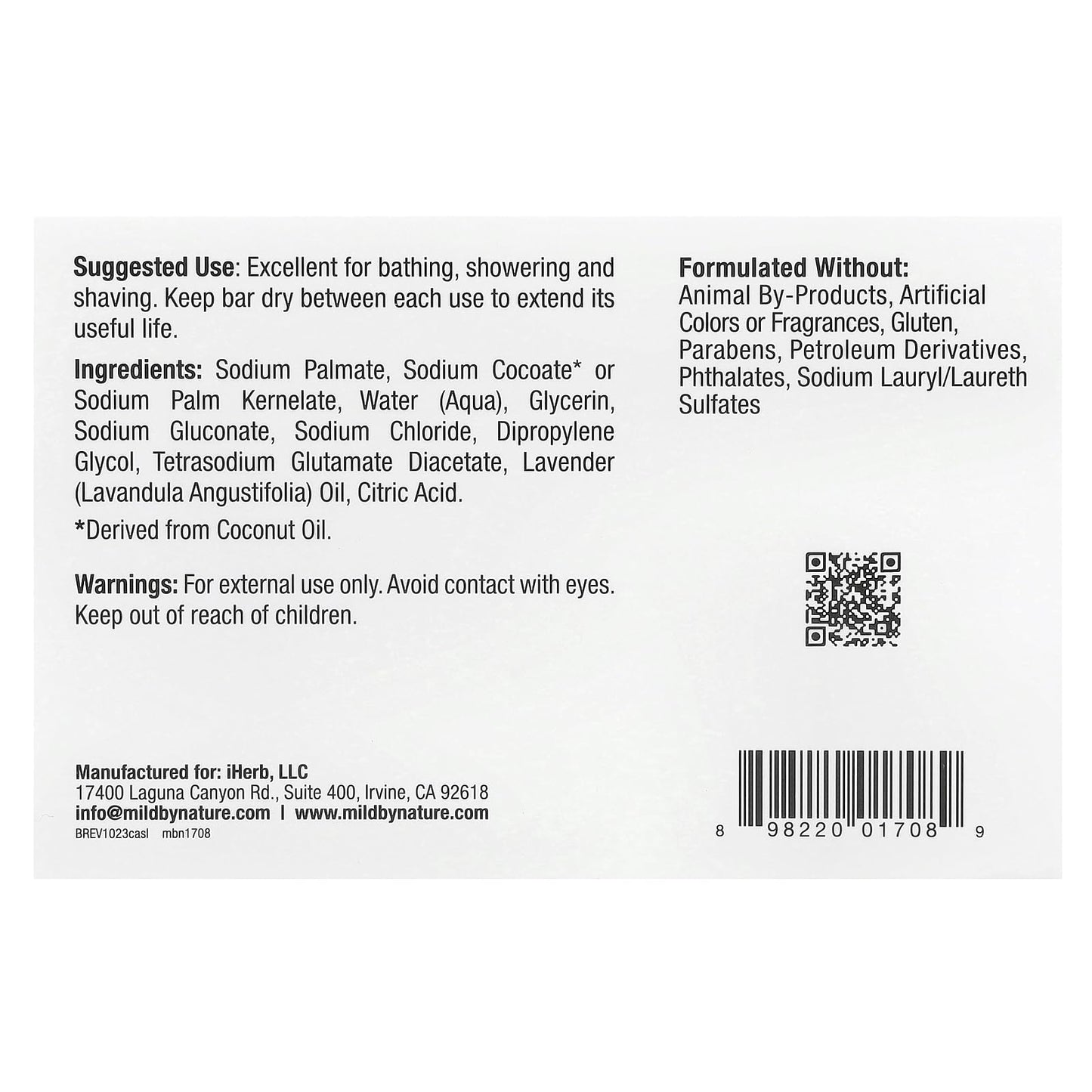 Mild By Nature Castile Bar Soap, Lavender, 5 oz (141 g) Beauty & Personal Care MILD BY NATURE