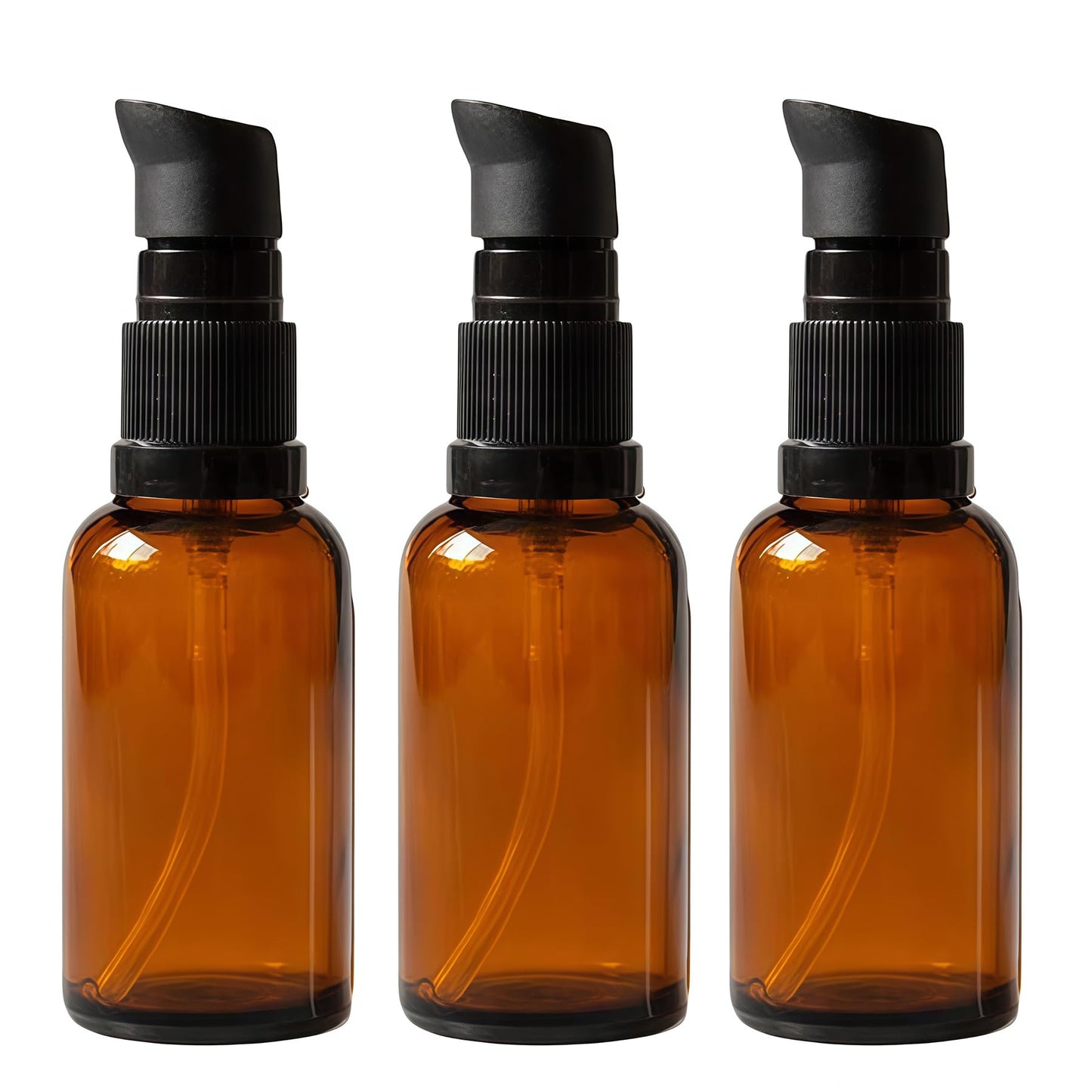 ericotry 3PCS 100ml / 3.34oz Empty Refillable Amber Glass Cosmetic Pump Press Lotion Bottles Makeup Sample Packing Cream Lotion Bath Shower Beauty & Personal Care ericotry