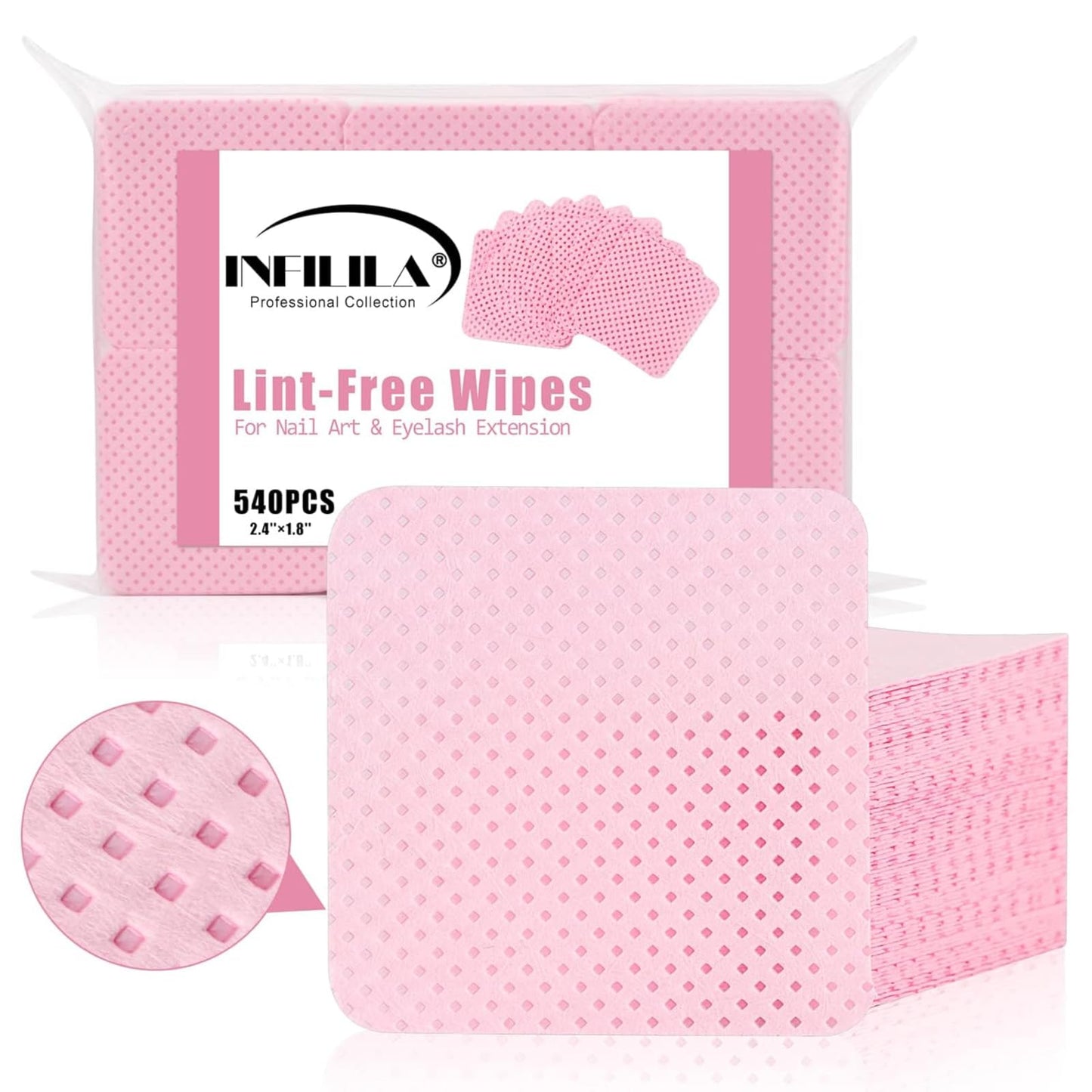 NXJ INFILILA Lint Free Nail Wipes, 540PCS Non-Woven Fabric Dry Nail Prep Wipes, Absorbent Acetone Nail Polish Remover Lash Extensions Glue Nail Beauty and Personal Care NXJ INFILILA Default Title
