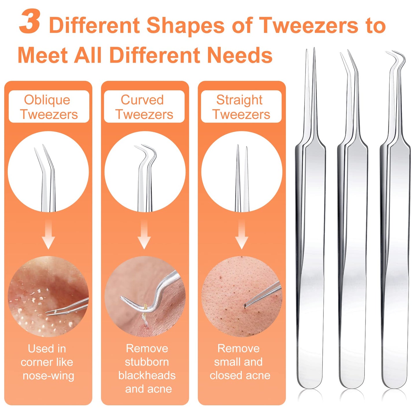 Pimple Popper Tool Kit, IUMAKEVP 15 PCS Professional Stainless Steel Blackhead Remover Comedone Extractor Tools for Removing Zit on Face - Acne Beauty and Personal Care IUMAKEVP