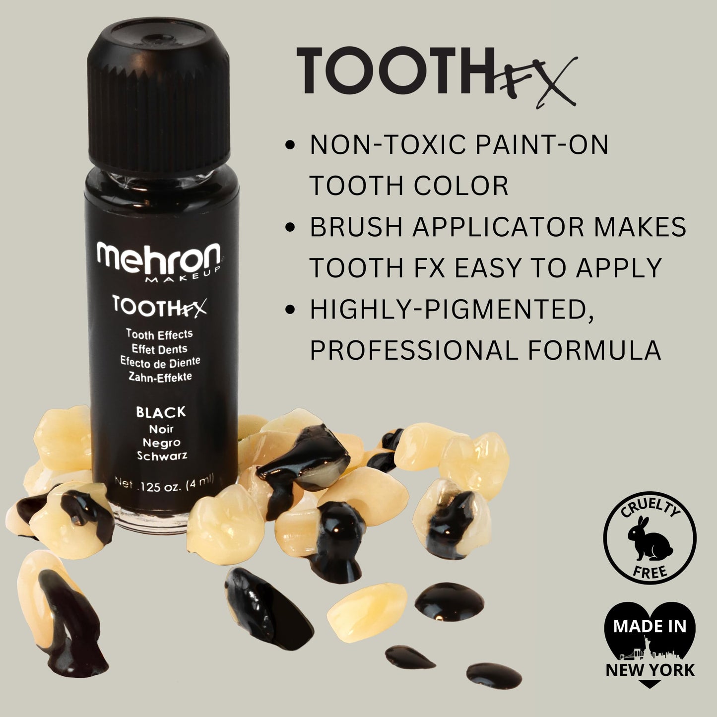 Mehron Makeup Tooth FX Black | Temporary Tooth Paint | Perfect for Creating Black Out Teeth Makeup, Rotten & Missing Teeth | SFX for Halloween Beauty & Personal Care Mehron