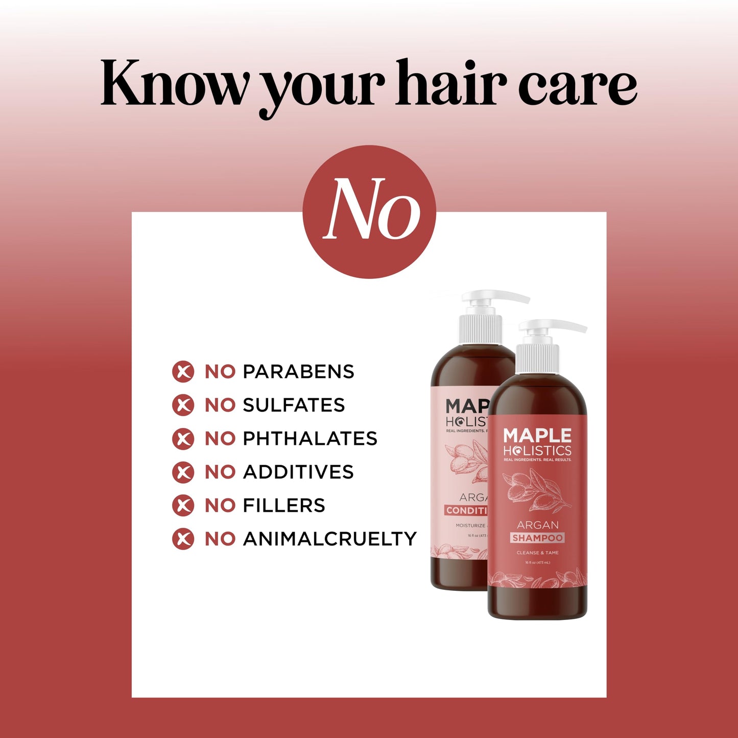 Argan Oil Shampoo and Conditioner for Dry Hair - Paraben and Sulfate Free Shampoo and Conditioner Set for Dry Hair Frizz Curl Care and Split Ends Beauty & Personal Care Maple Holistics