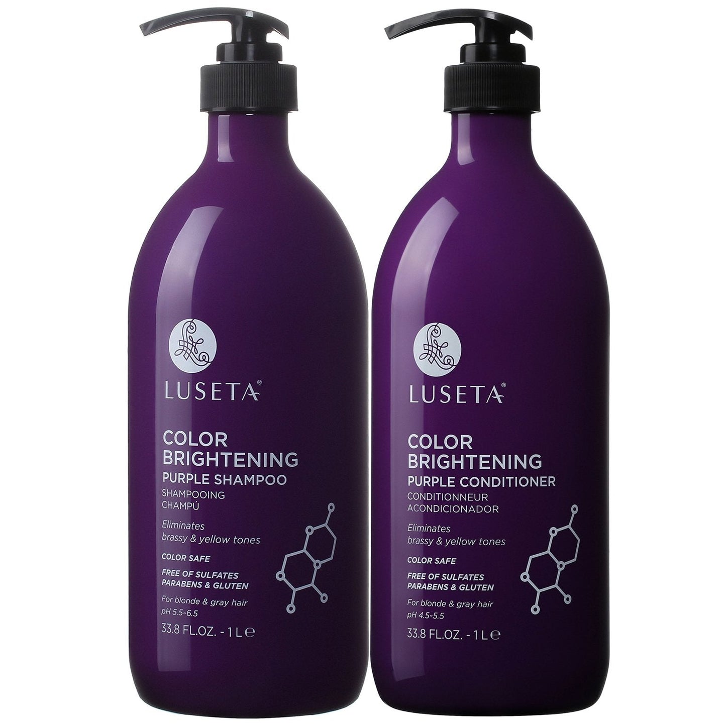 L LUSETA Color Brightening Purple Shampoo and Conditioner Set for Blonde and Gray Hair, Infused with Cocos Nucifera Oil to Help Nourish, Moisturize Beauty & Personal Care L LUSETA