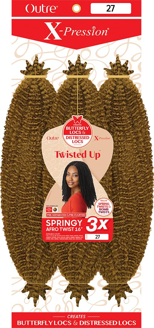 Outre X-Pression - Twisted Up - Springy Afro Twist 16" 3X (3 Pack, STRAWBERRY BLONDE 27)