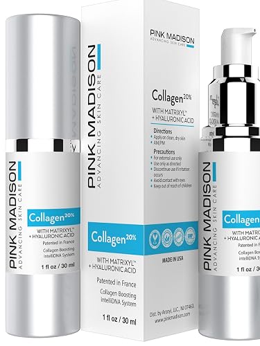 COLLAGEN Serum for Face - Matrixyl and Hyaluronic Acid - Luxury Anti Aging Face Serum Treatment Formula for Men and Women. Effective for Fine Lines Beauty & Personal Care Pink Madison