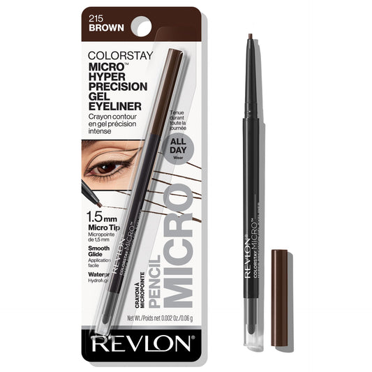 Revlon Gel Eyeliner, ColorStay Micro Hyper Precision Eye Makeup with Built-in Smudger, Waterproof, Stocking Stuffer for Women, 215 Brown, 0.002 oz Beauty & Personal Care REVLON