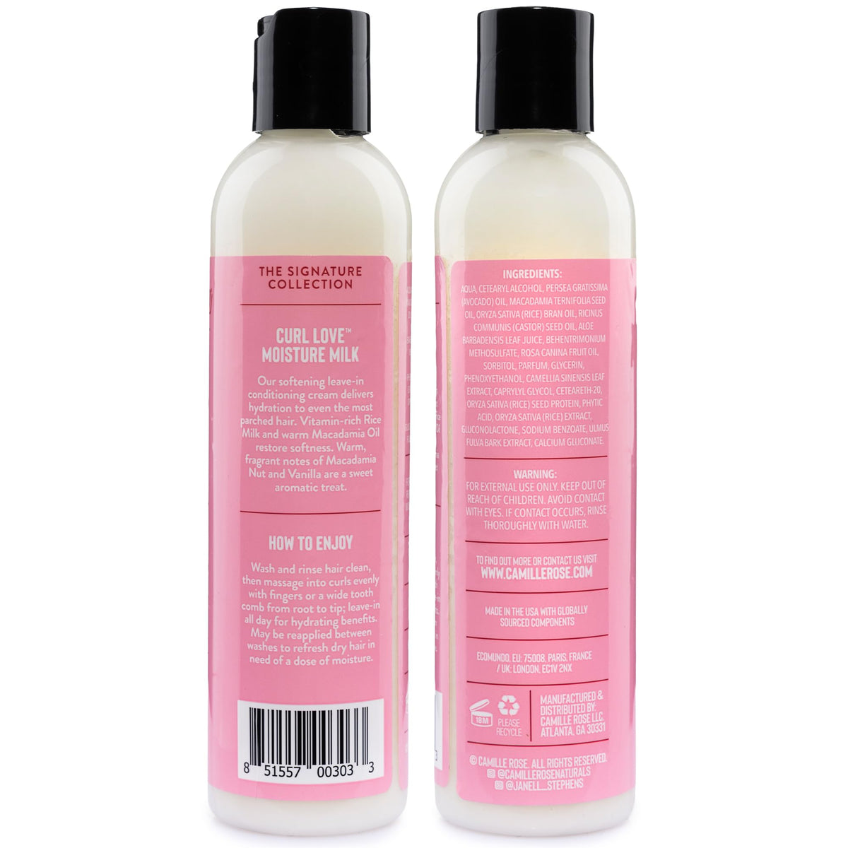 Camille Rose Leave-In Conditioner, Curl Love Moisture Milk - Curly Hair Moisture, Detangler, Frizz Control, 8 Fl Oz Beauty & Personal Care Camille Rose