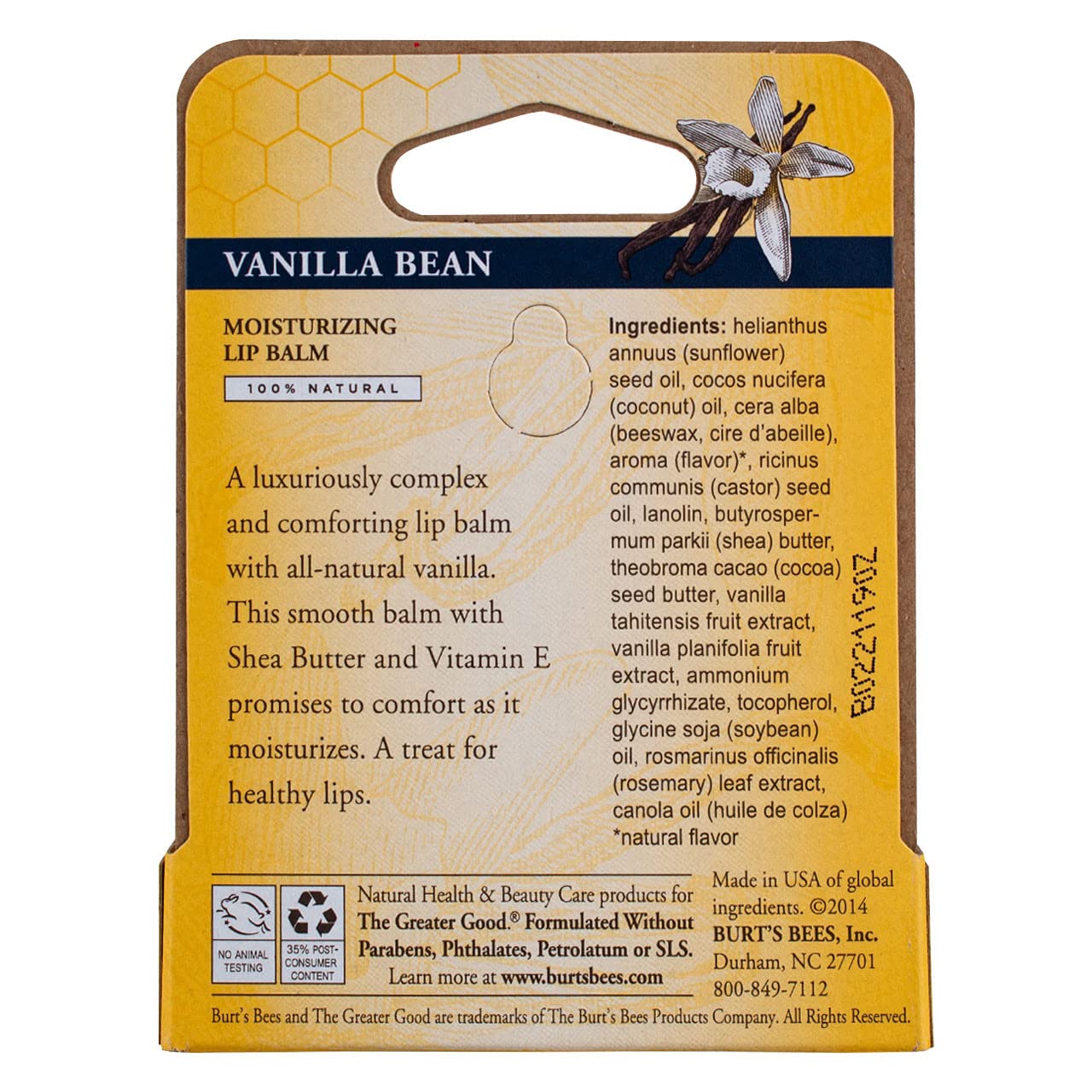 Burts Lip Balm Vanilla Be Size .15z Burts Lip Balm Vanilla Bean .15z Beauty and Personal Care Burt's Bees